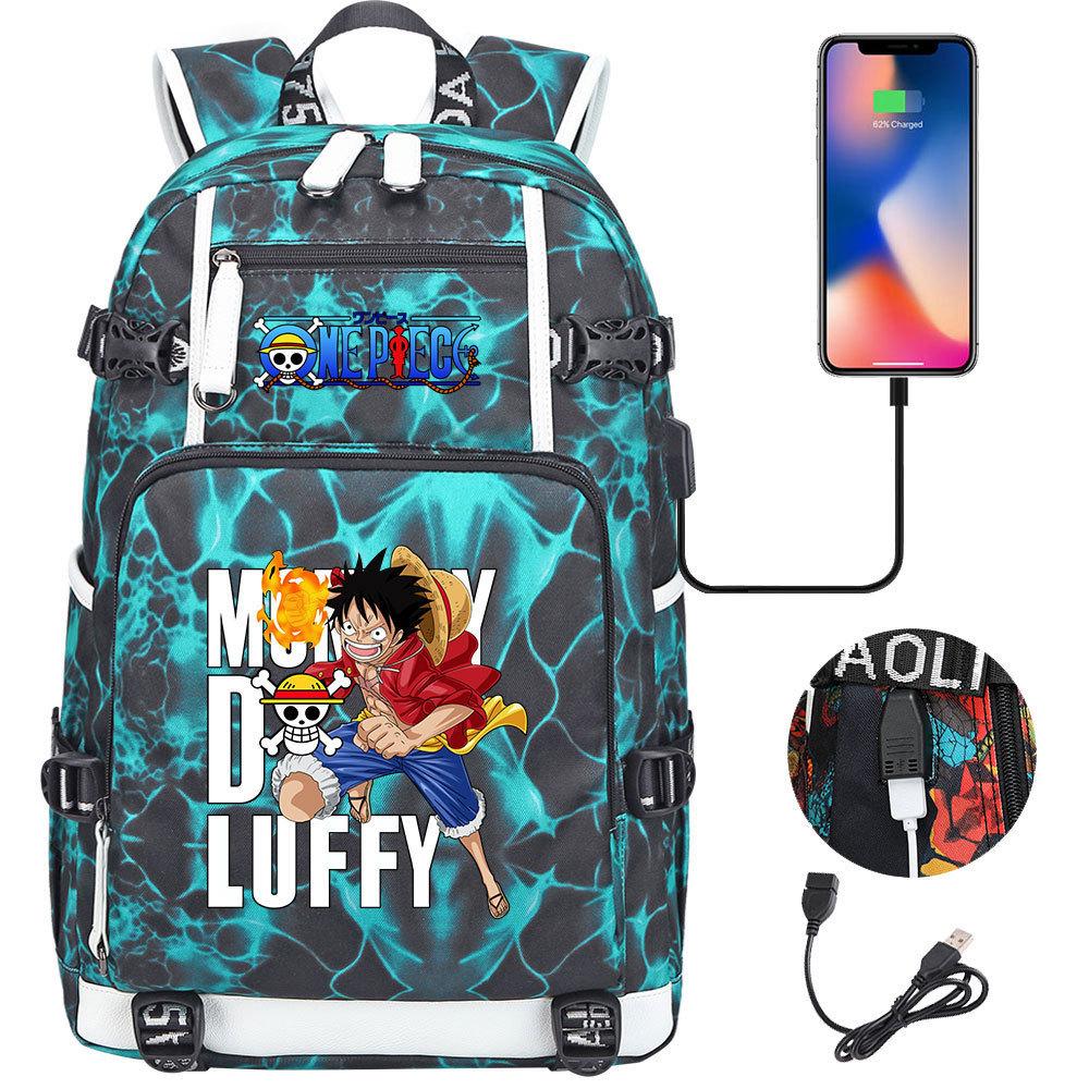 RiMan ONE PIECE Luffy Printed Teen Student School Bag Large Capacity Men's and Women's Leisure Travel Backpack