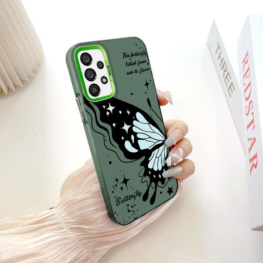 Painted Pattern Colorful Sliver Double Sided Hard Shell Shockproof Anti-fall Phone Casing for Samsung