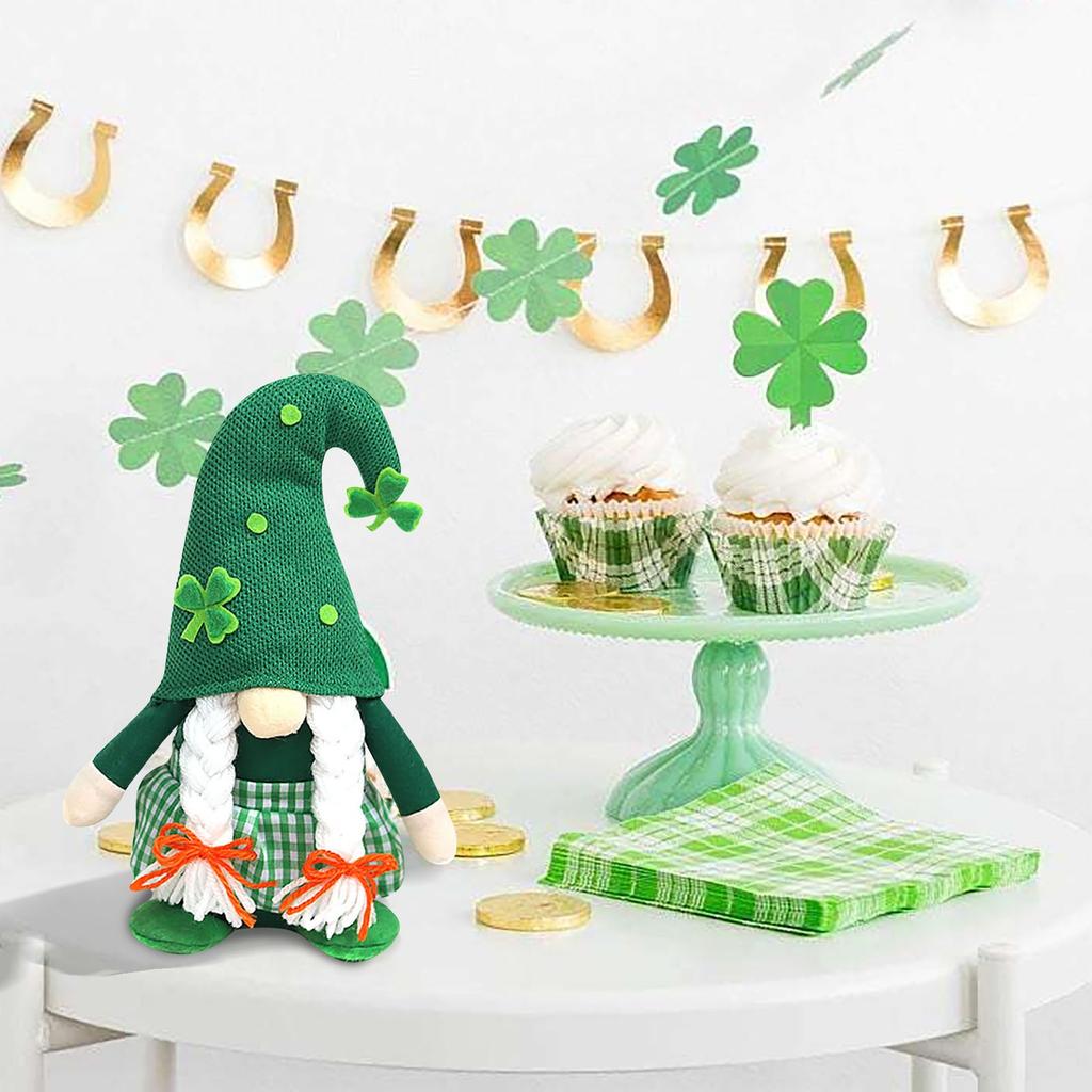 St. Patrick's Day Knitted Hat Couple Faceless Doll Party Party Decoration Doll Decoration