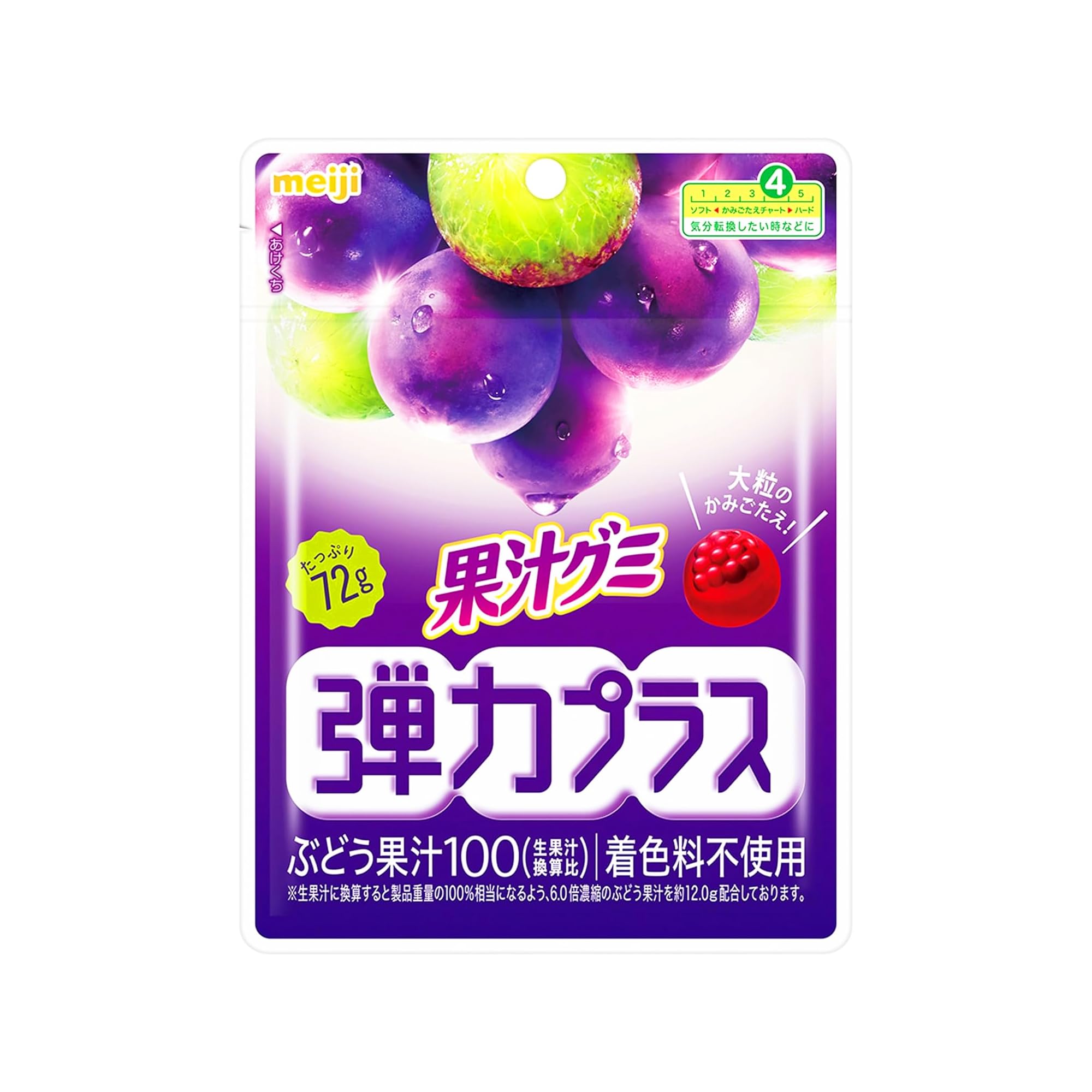 Gommes au jus de fruit Meiji Elasticity Plus Raisin 72 g