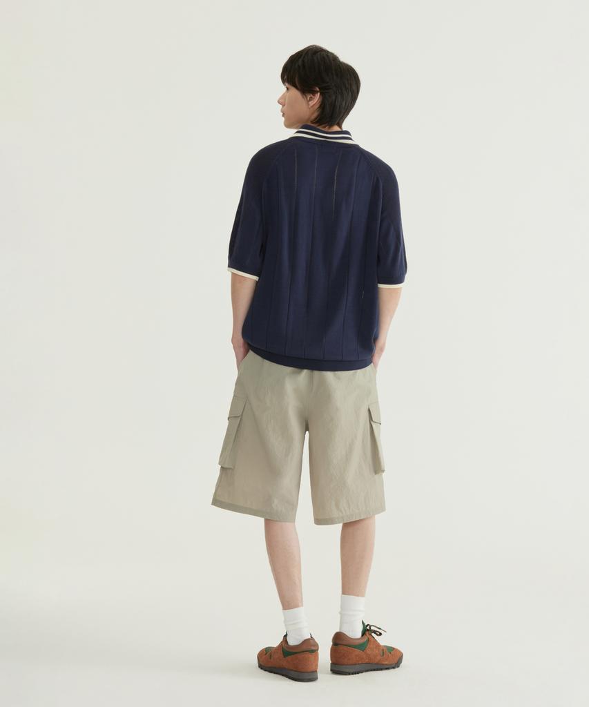 COVERNAT Skipper Collar Half Knit Green