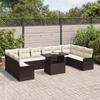 VidaXL Ensemble de canapé de jardin 11 pièces avec coussins Marron Polyrotin 3348354