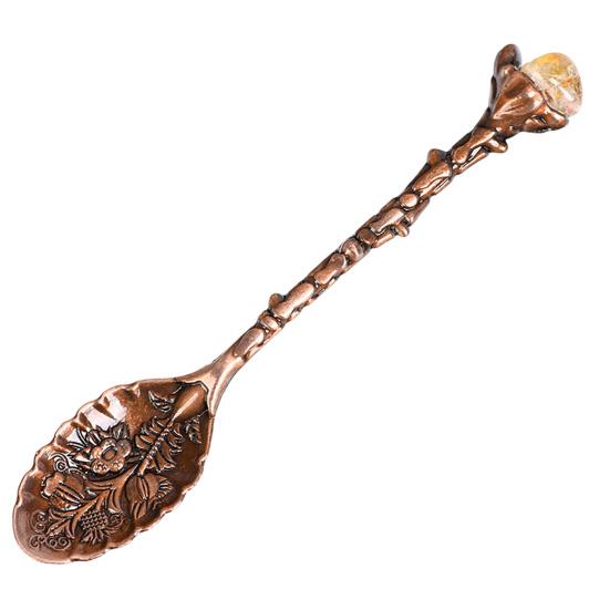 Crystal Coffee Scoop Vintage Carved Stirring Spoon Irregular Polished Stone Dessert Spoon