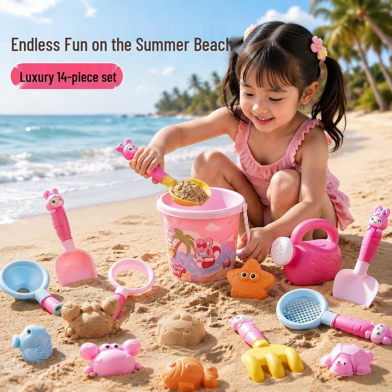 Children s 14-Piece Beach Sand Toy Set with Bucket