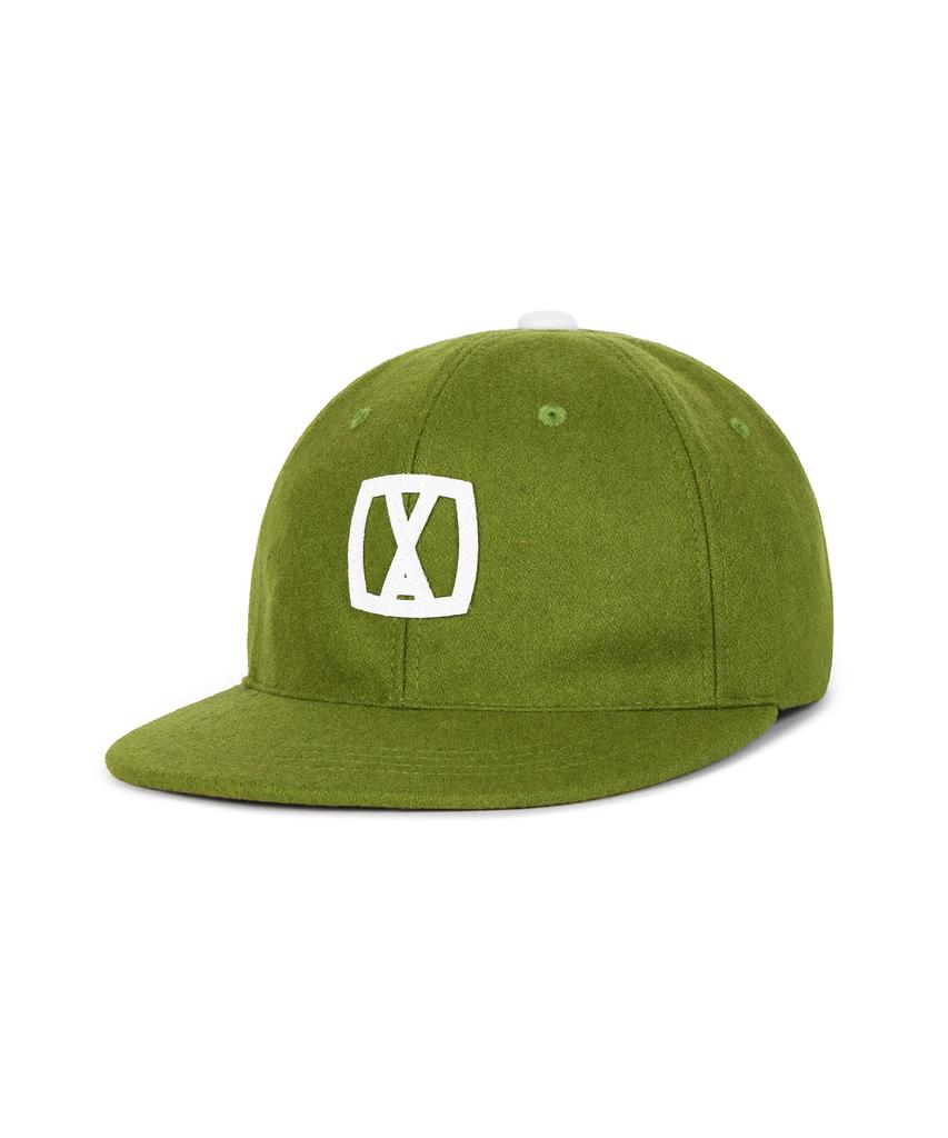 Bajal Va Square Applique Wool Baseball Cap Olive