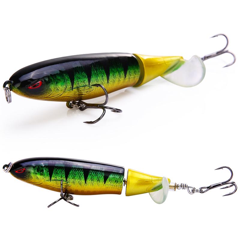 

Sougayilang Рыболовная приманка для жесткой приманки, 14 г, вращающиеся хвостовые крючки для верхней воды, снасти для ловли окуня, воблеры жёлтый