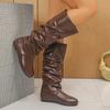 0000 new pleated flat-bottomed fashion boots women's winter large-size British style sleeve boots stacking boots