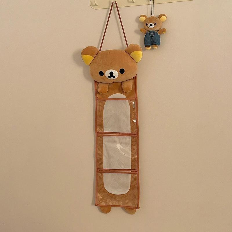 Geantă de depozitare suspendată pe perete Rilakkuma Kawaii Geantă de agățat pe ușă cu desene cu ursulețul Rilakkuma Capacitate mare Geantă de depozitare pentru diverse Cadouri
