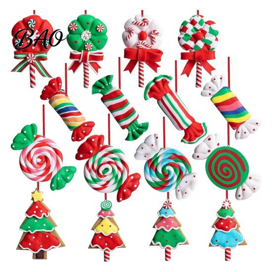 Holiday Gift Tags 16 Pcs Christmas Lollipop Ornaments, Red Green Striped Peppermint Swirl Candy Cane Reusable Ornaments Hanging Decoration,