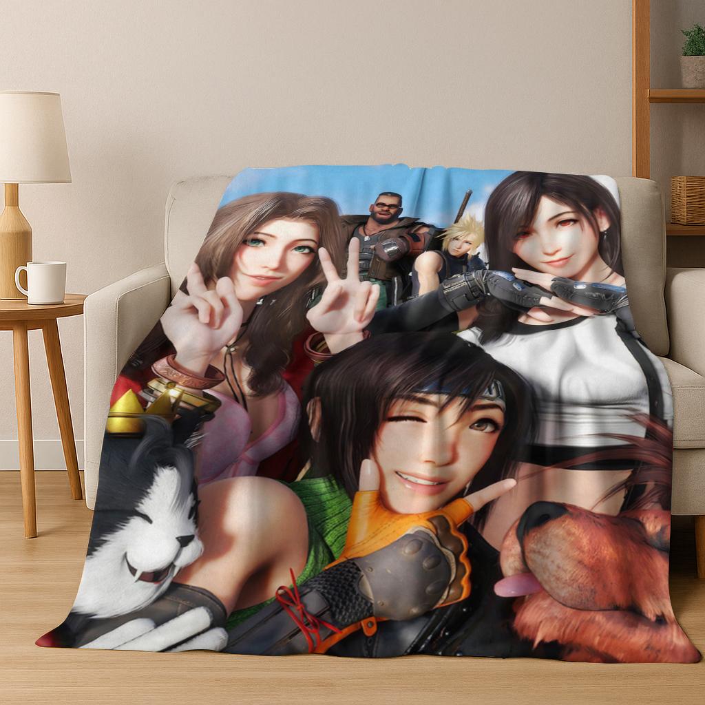 Cartoon Final Fantasy Sephiroth Cloud Tifa Game Flannel Blanket,Warm and Cozy Soft Throw Blanket for Home Bedroom Bed Sofa Kid