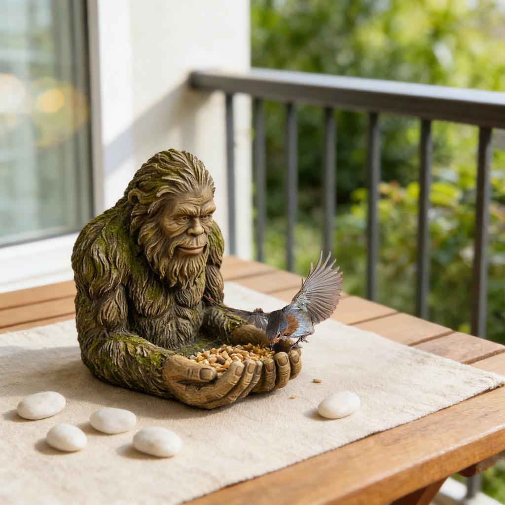 Bird Feeder Outdoor Garden Statue, Mystical Nature Art Hanging & Tabletop Ornament For Yard Patio