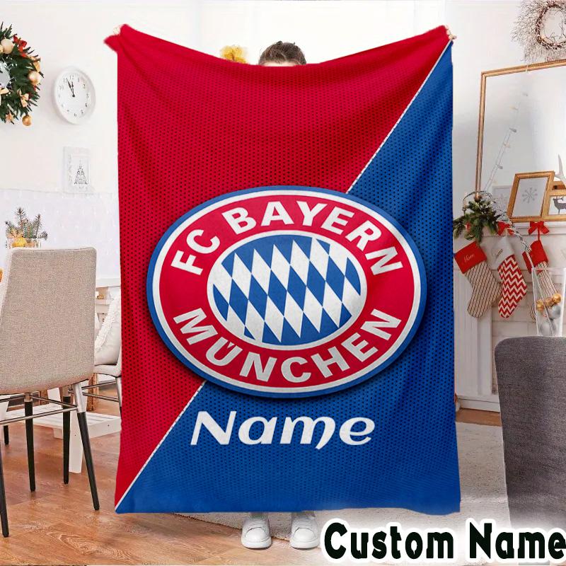 Custom Name Bayern Munich Crest Throws Blanket Flannel Blankets for Couch Bed Gifts for Men Women Picnic Blanket Christmas Fan Gifts