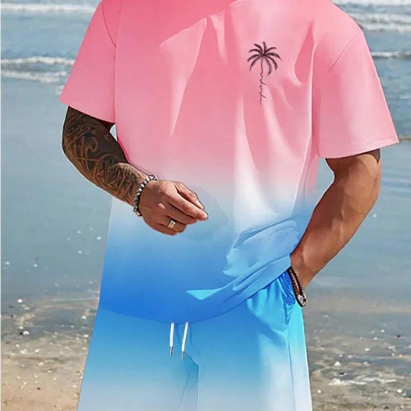 

Мужская летняя повседневная футболка Manfinity RSRT с принтом пальмы и шорты на шнурке для отпуска 6XL