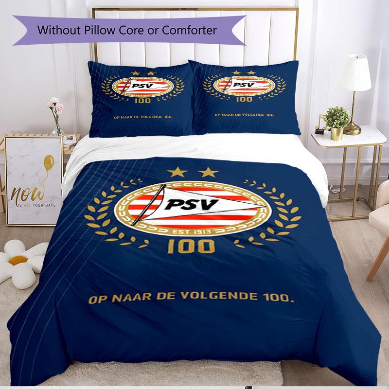 3pcs Duvet Cover Set (1*Duvet Cover + 2*Pillowcase, Without Core), PSV Eindhoven PSV Print Soft All‑Season Bedding Set, Home Bedroom Decor Gift