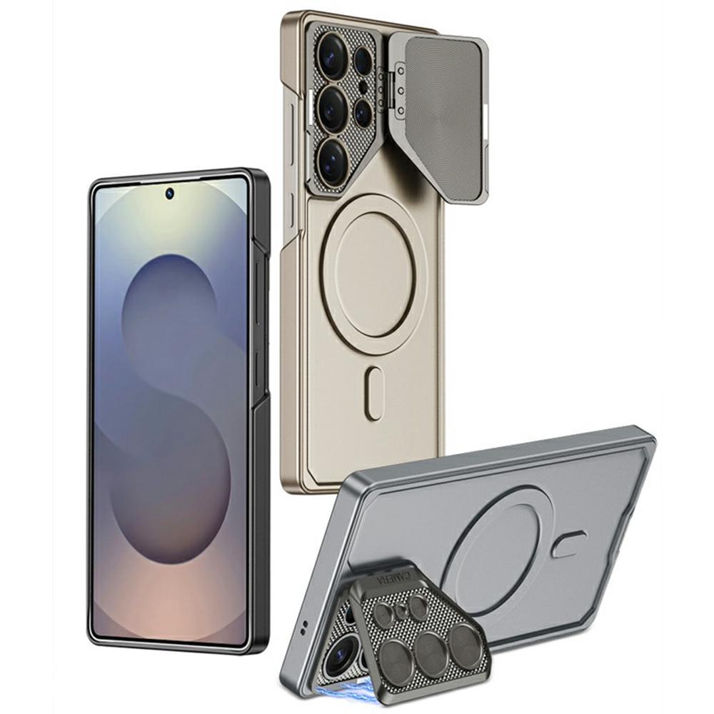 

For Samsung Galaxy S25 Ultra Case Compatible with MagSafe Slim PC Phone Cover with Metal Lens Cover Titanium Black