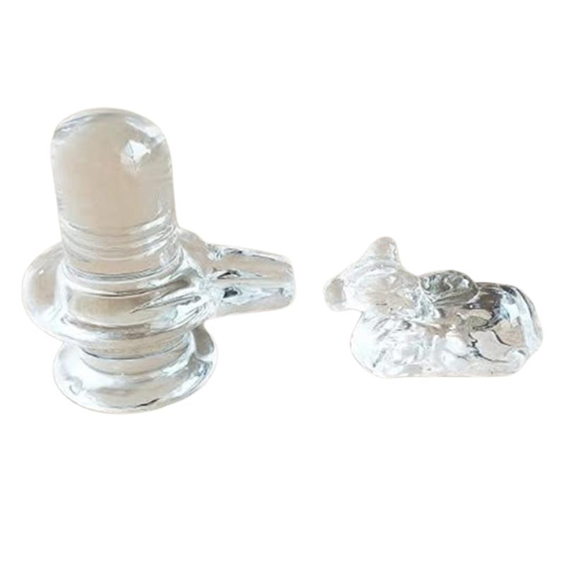 TreegoArt Natural Crystal Shivling with Nandi Statue Combo for Puja Table Home Decor Car Dashboard and Gift Item - (Shivling with Nandi) чистый