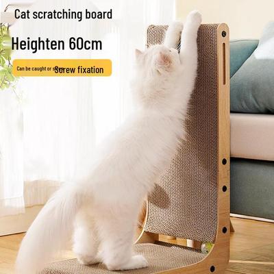 L-förmiger verschleißfester Katzenkratzbaum mit integriertem Bett & Wellpappe-Katzenkrallenbrett