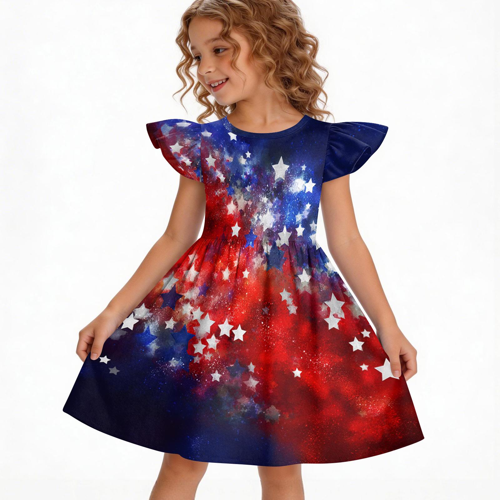 Girls  Summer Princess Dress - A-Line Casual Print Dress 110