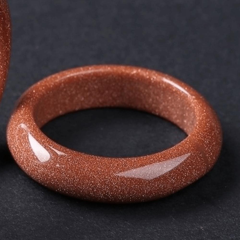 Personality Elegant Crystal Stone Band Rings Obsidian Stone Natural Crystal Minimalist Ring Solid Design All-match Jewelry Gift