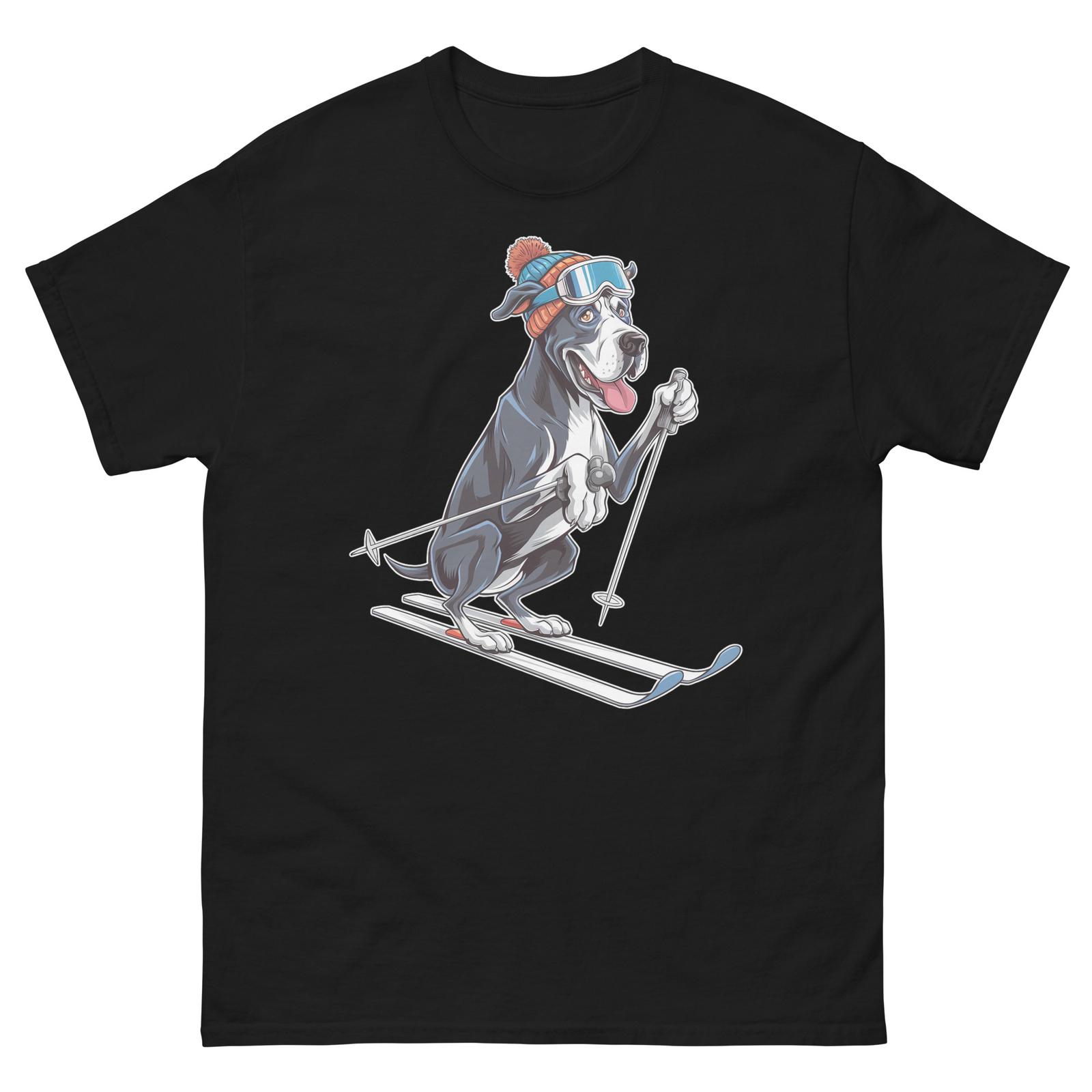 Great Dane Skiing Fun Ski Skier Shirt T-Shirt S