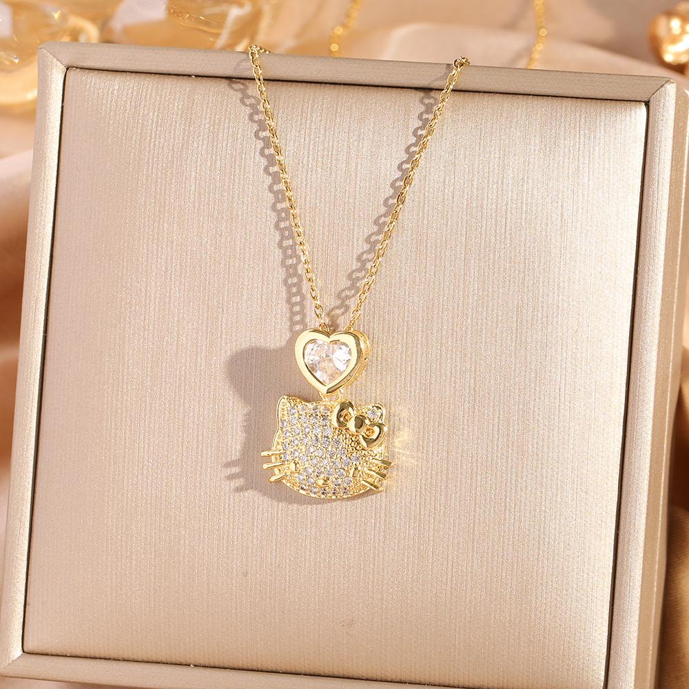 Four Leaf Clover Pendant Necklace For Women Fashionable Zircon Crystal Adjustable Chain Delicate And Versatile Jewelry