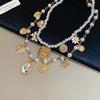 2-Piece Imitation Pearl Flower Love Butterfly Sun Geometric Necklace Temperament Item Decoration