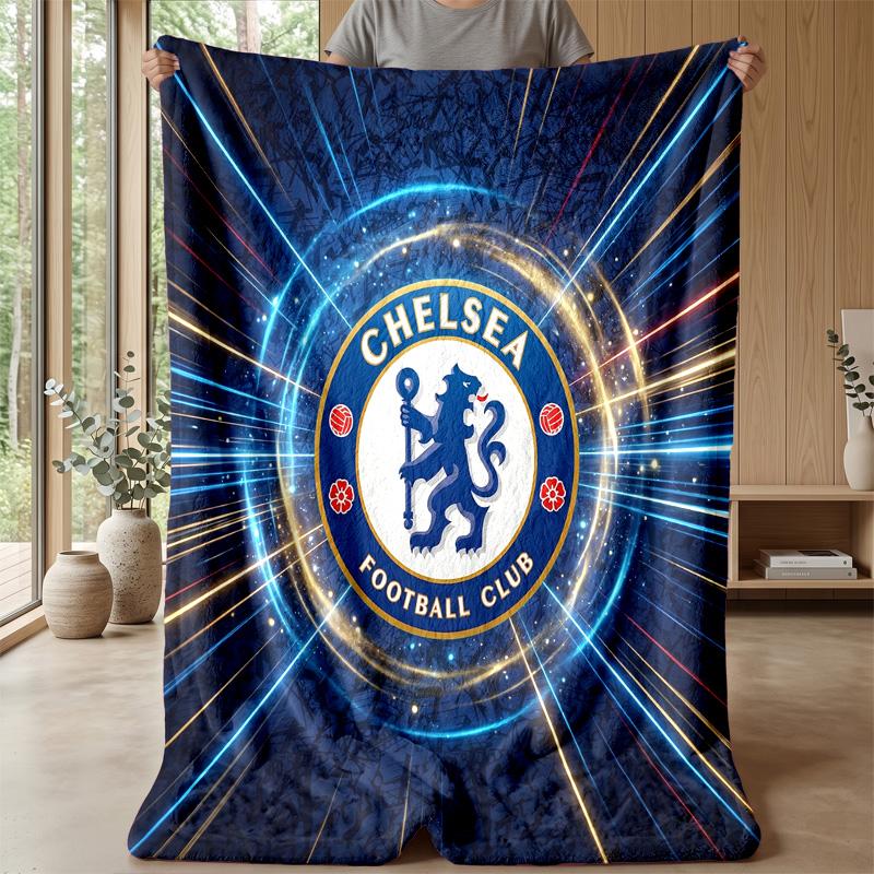 Chelsea FC Theme Blanket Soft Flannel Blanket Plush Throw Blanket Cozy Sofa Bed Blanket for Home Decor