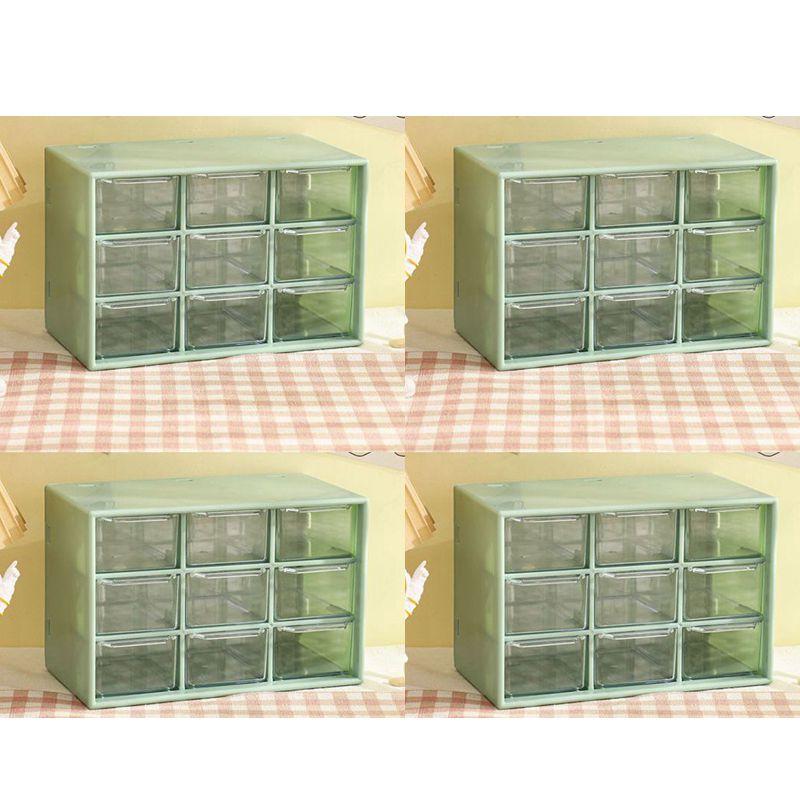 4pcs 9 Grid Storage Boxes Organizer Transparent Small Drawer Partitioned Student Desktop Wall-mounted Sundries Storage Box Cute