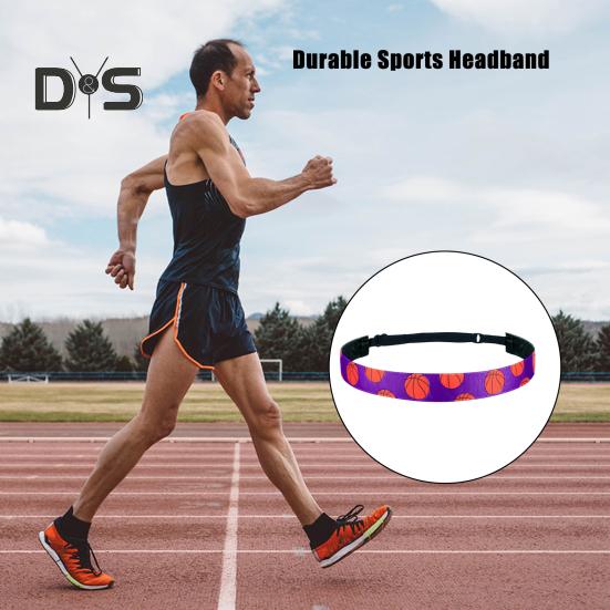 Faixa de cabeça esportiva para meninas Faixa de cabelo atlética Faixa de cabeça elástica com padrão de basquete para futebol Correndo Faixa de suor Acessórios esportivos