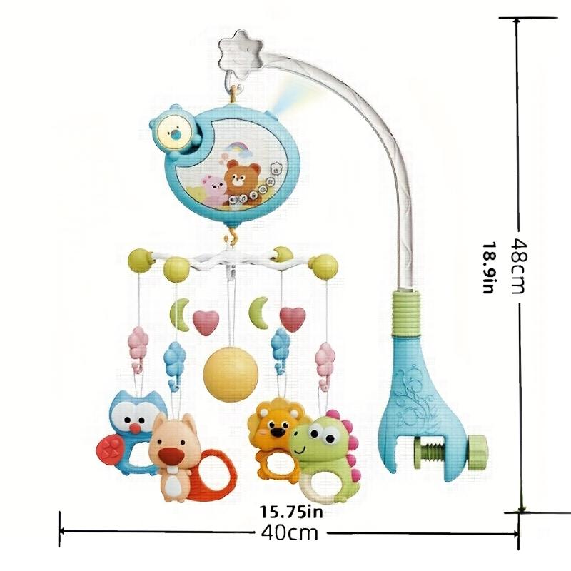 360° Musical Baby Crib Mobile Rotating Night Light Projection Bed Bell Toy Four Speed Timming Hanging Infant Newborn Bedside Gif