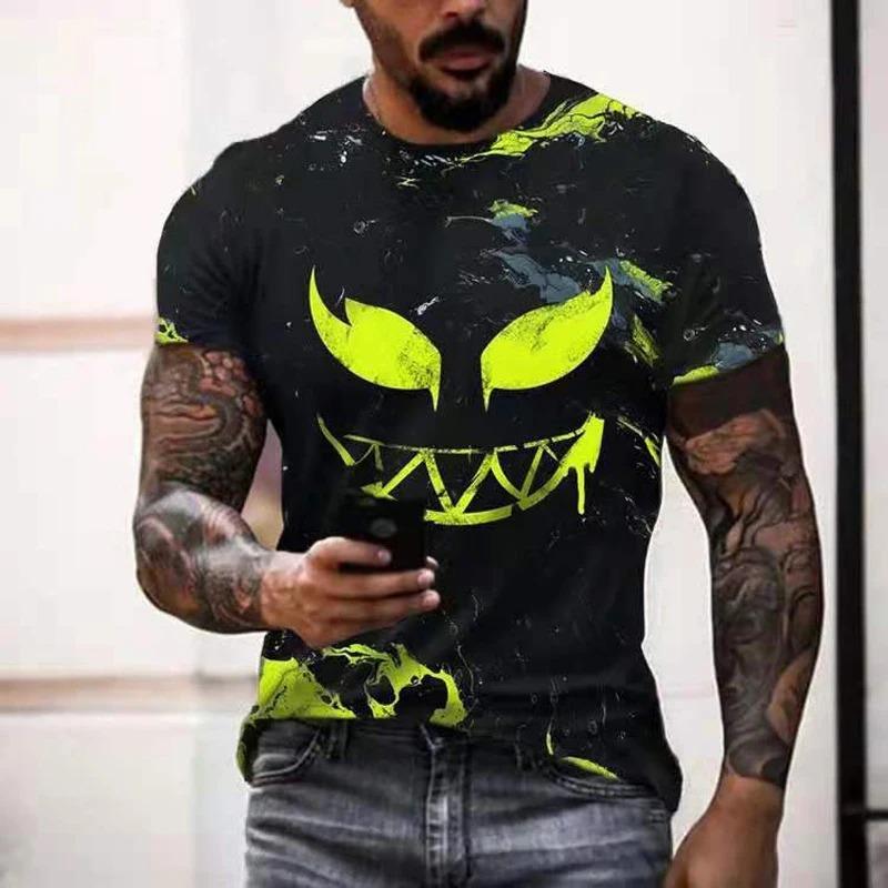 

T Shirt for Men Casual Short Sleeve Hip Hop Smiling Face Print Tee Shirt Pullover Mens T-shirt Top 6xl