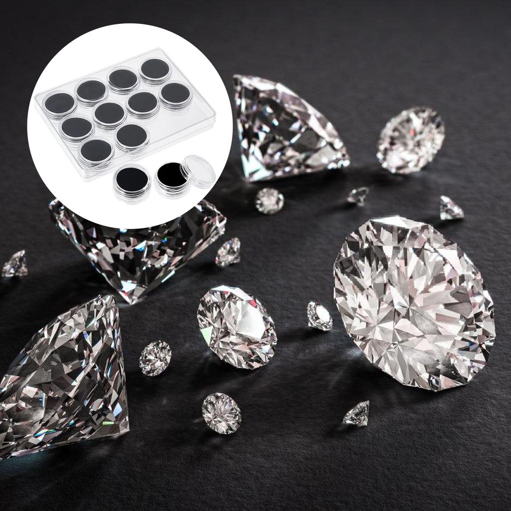 12 Slot Acrylic Transparent Round Gemstone Display Tray With Soft Foam Protective Jewelry Storage Case For Loose Diamonds Coins