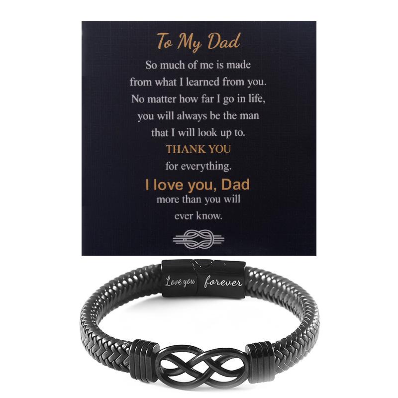 

Retro Style Infinity Symbol Beaded Leather Bracelet with Stainless Steel Accents