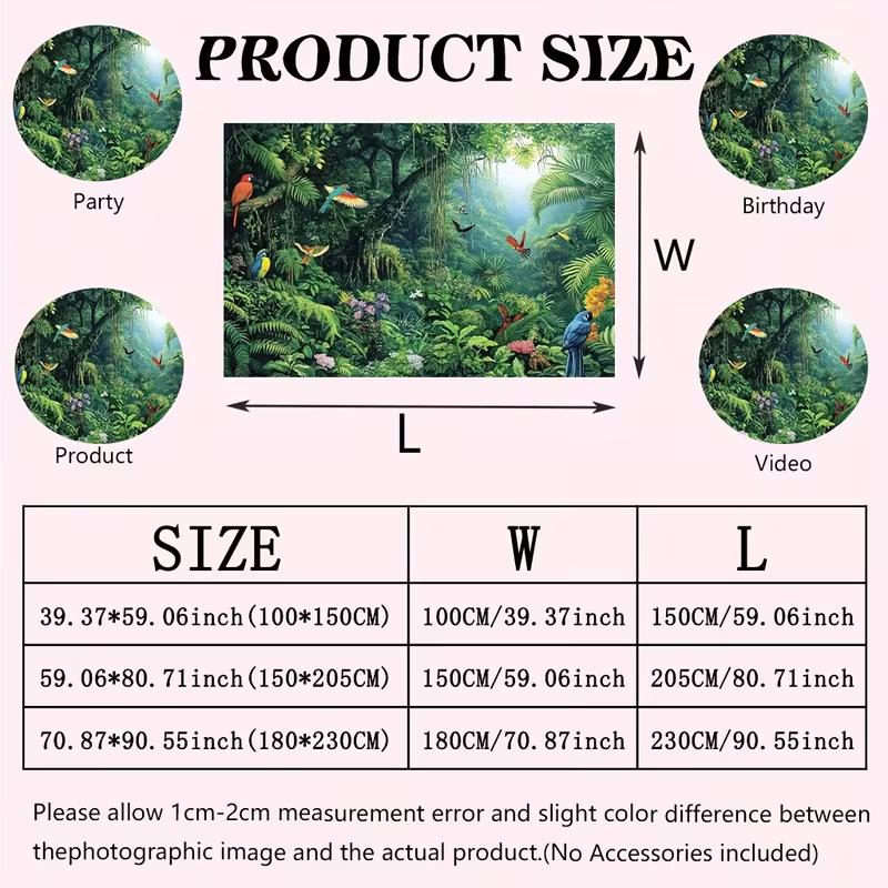 2D Rainforest Parrot Backdrop Cloth Tropical Green Forest Photography Background