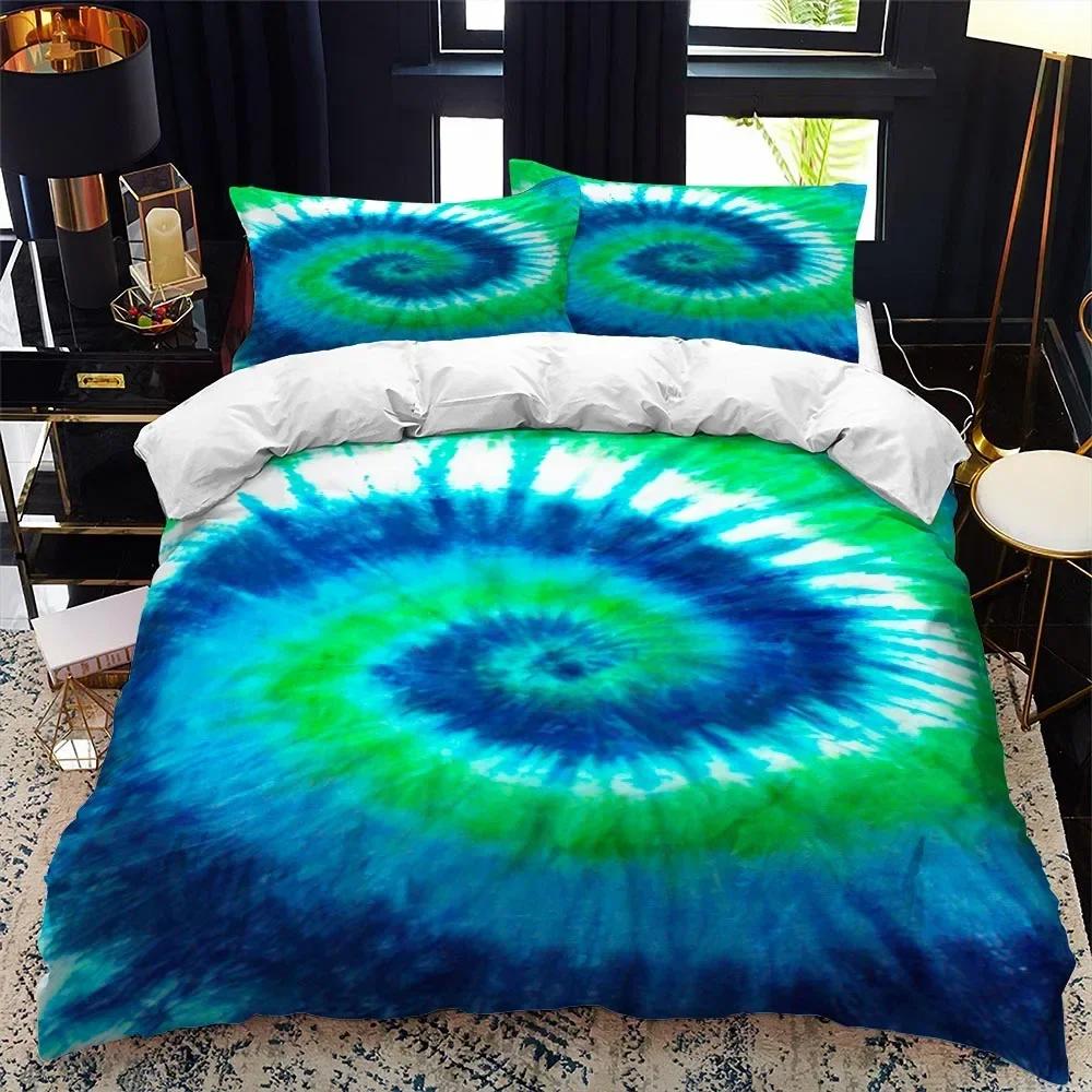 Color tie dyeing Comfortable Duvet Quilt Cover Pillowcase Bedding Set Children Bedroom Decoration Home Textile