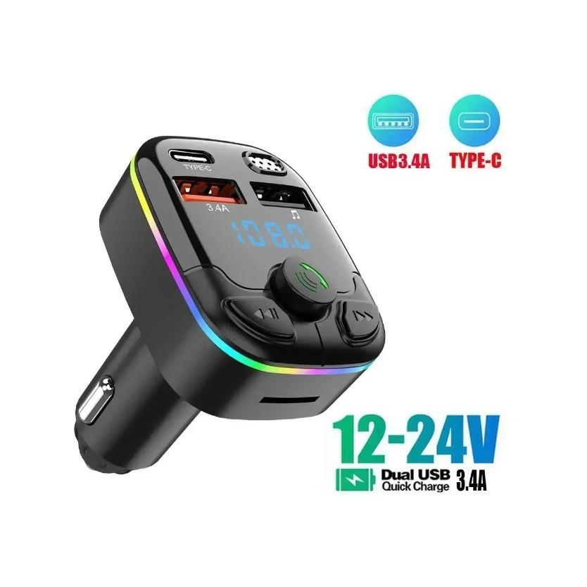 Digital Display Car MP3 Player with Hands-free 18W Fast Charging Car FM Transmitter Cigarette Lighter Type-C Dual USB Adapter