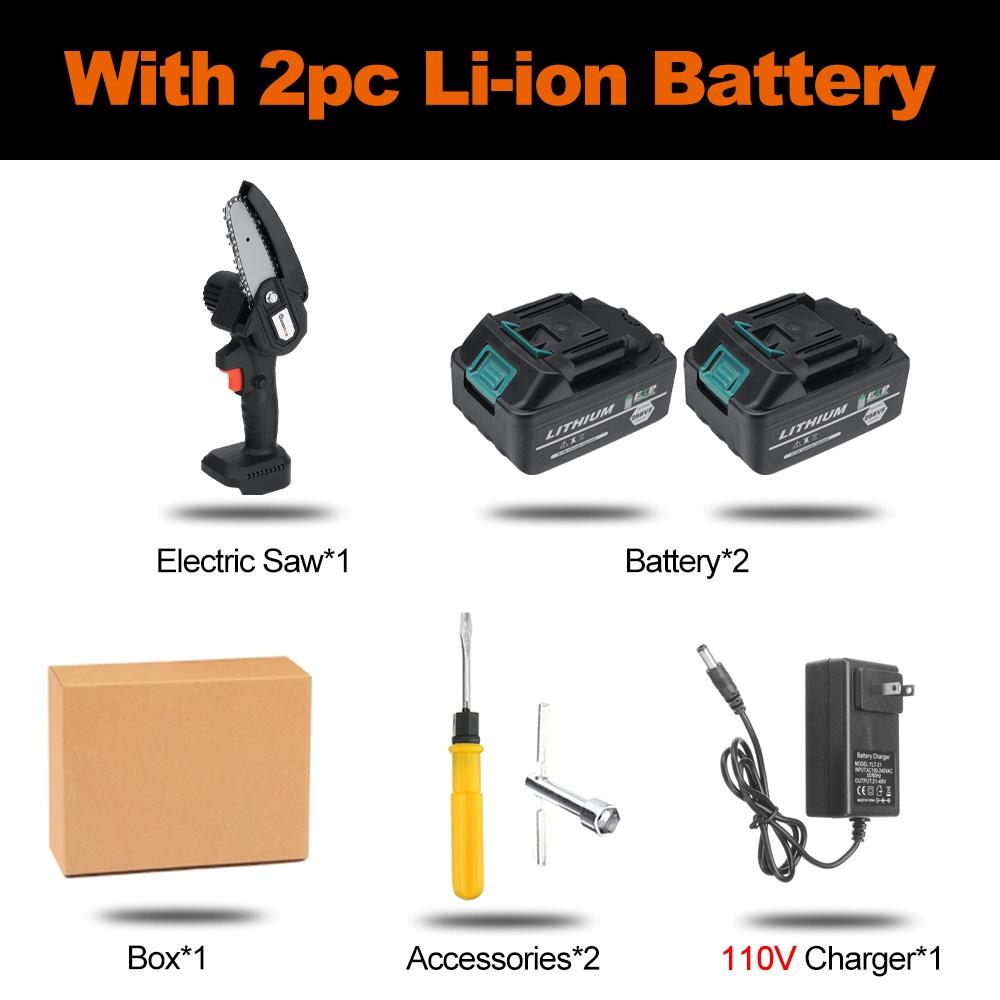 1200W 4 Inches Mini Electric Chain Saw Woodworking Purning Garden Logging Power Tools Adapt to Battery 288Vf