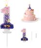 Birthday Number 1 Candles, Mermaid Theme Birthday Candles for Cake, Pink Purple Numeral Candle Cake Topper with Sequins