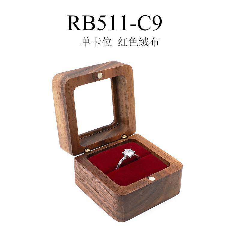 Walnut wood jewelry box - wedding ring box for engagement, diamond ring, valentine's day gift, and storage