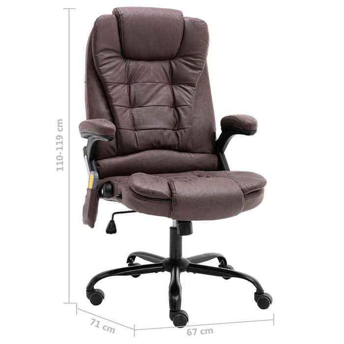 VidaXL Chaise de bureau de massage marron foncé similicuir daim 20580