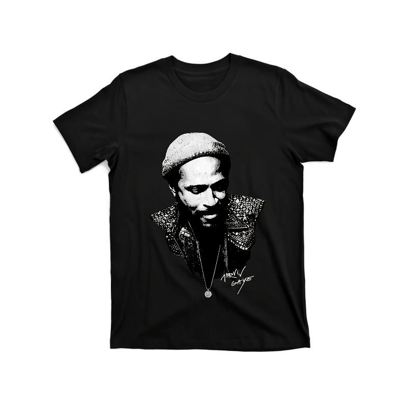 

European sizes Men s Marvin Gaye Graphic T-Shirt - Lightweight Regular Fit Crew Neck, Machine Washable Casual Tee for Casual Attire & Music Fans 4XL чорний
