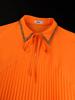 Plus Size Women's Orange Pleated Lapel Dress - Loose, Slimming, Long, Casual Skirt