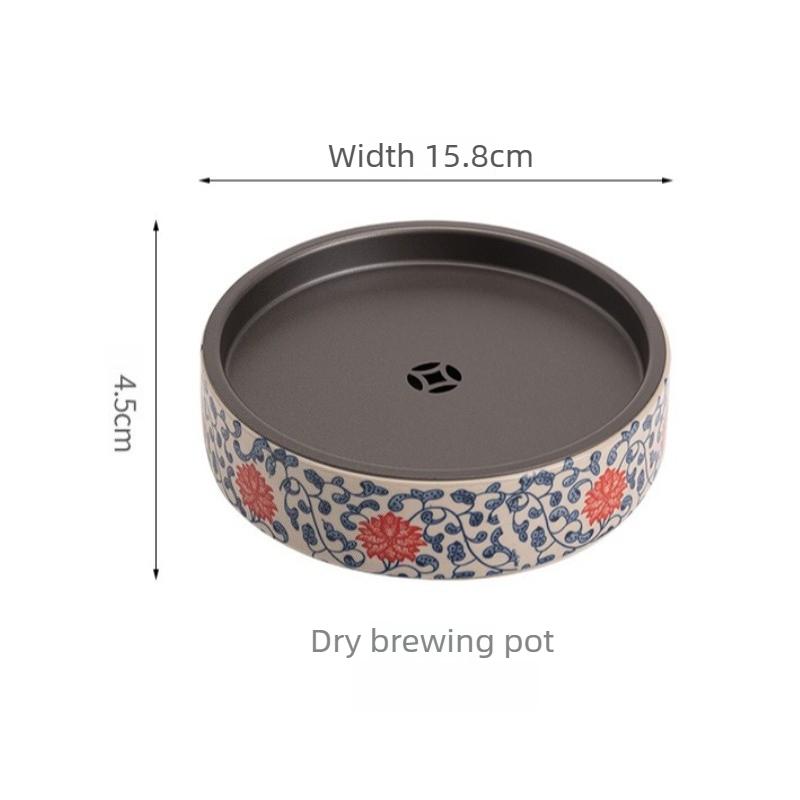 Tea Tray Ceramic Blue and White Entwined Flower Pattern Water Storage Tray Pot Construction Water Tray Dry Soaking Table