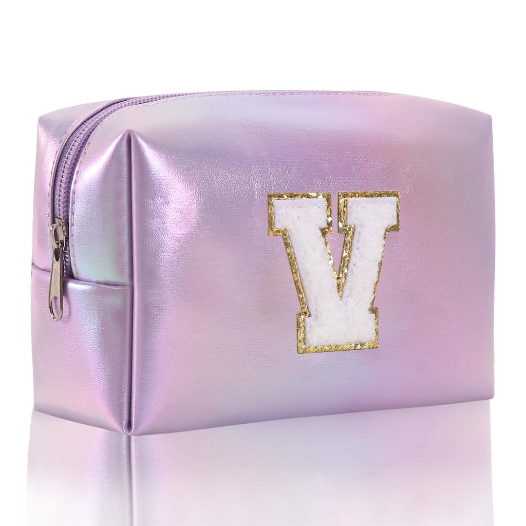 Octagon Bag Embroidery Alphabet Makeup Bag Large Capacity Toiletry Bag Travel Storage Bag Clutch Bag