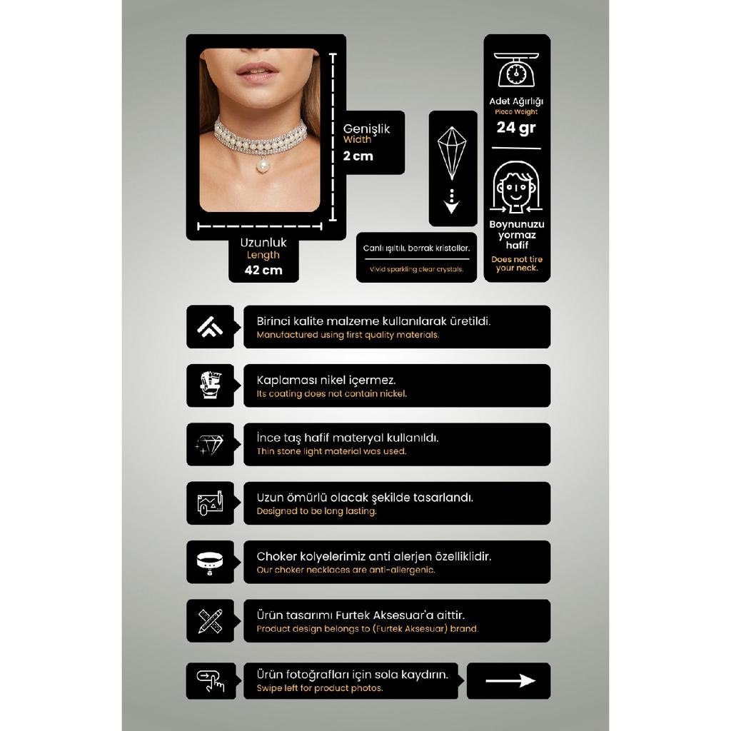 Damen-Perlen-Modell, Zirkon-Stein, Diamant, Silber, Halskette, Halsband, Abendkleid, Hochzeit, Verlobung, Brautkragen, Halsband