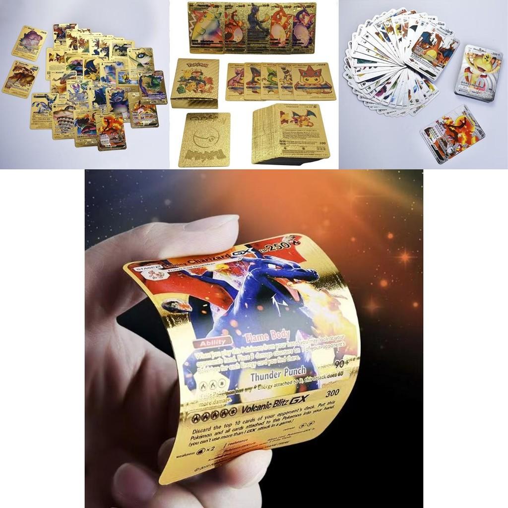 Özel Pokemon Kartları Metal Altın Enerji Kartı Charizard Pikachu Koleksiyonu Çocuklar İçin