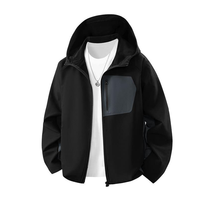 

Осень и зима новая мужская повседневная модная спортивная облегающая эластичная фитнес уличная кофта мужская рабочая куртка с капюшоном 3XL