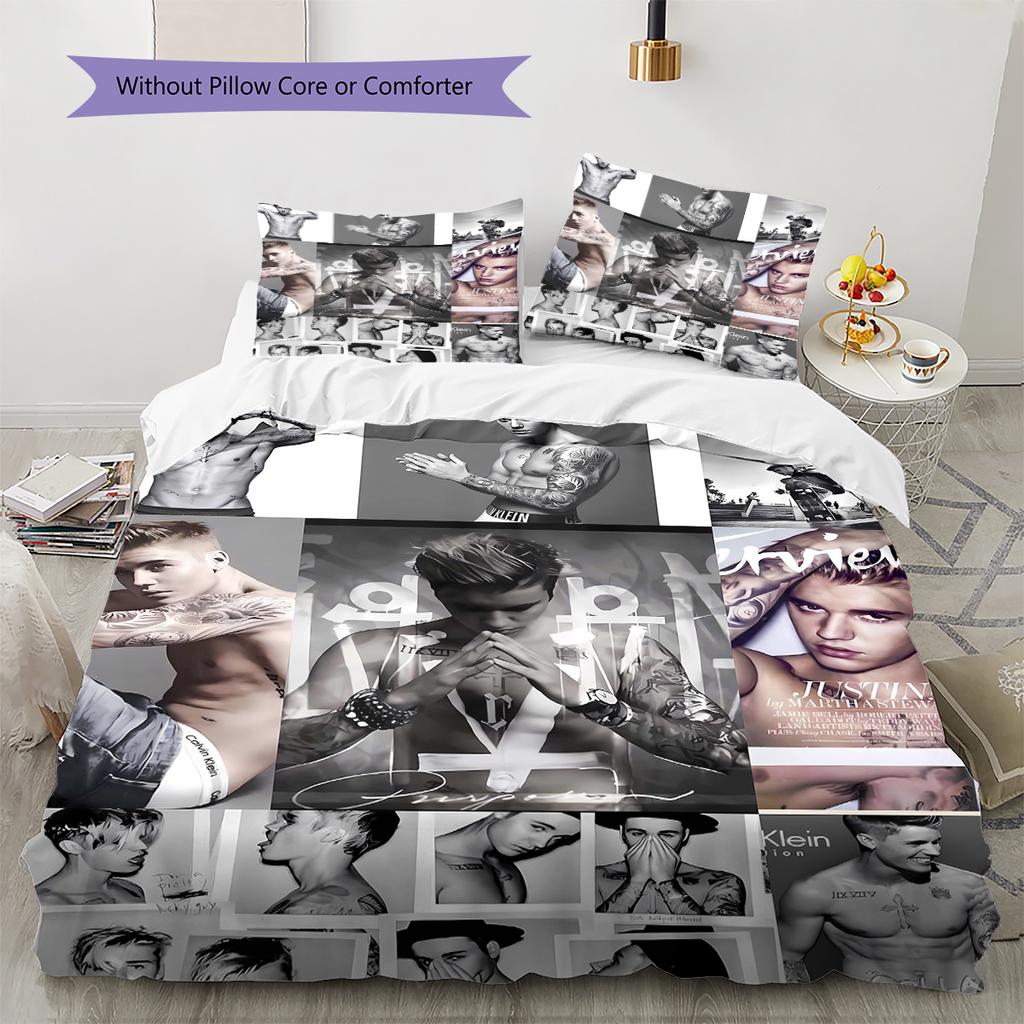 Set Copripiumino Trapuntato con Fantasia Bieber Federa Decorazione Casa Regalo (1 * copripiumino + 2 * federa, senza nucleo)
