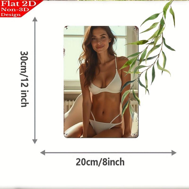 Vintage Kvinlig Silhuett Metall Logotyp för Bar & Garage