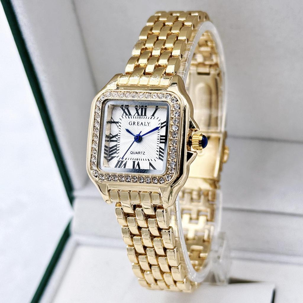 Montre à Quartz Carrée Classique Rétro GREALY pour Femme Étanche